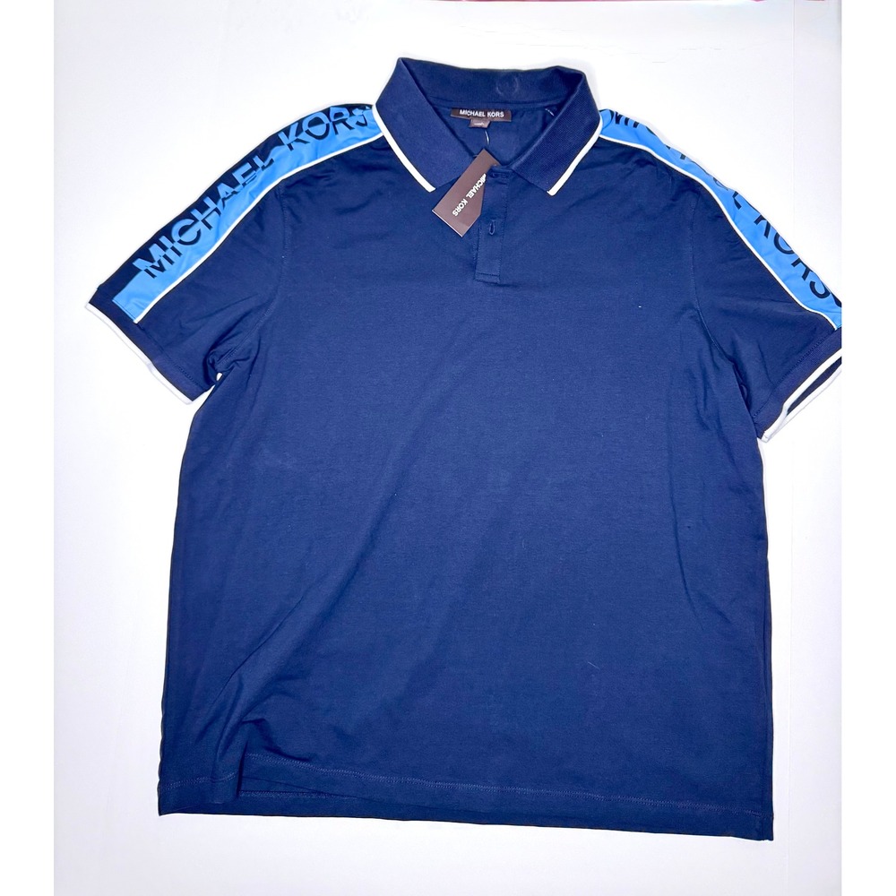 Michael Kors Logo Tape Polo Shirt KF552FDHWP Mens Large NWT